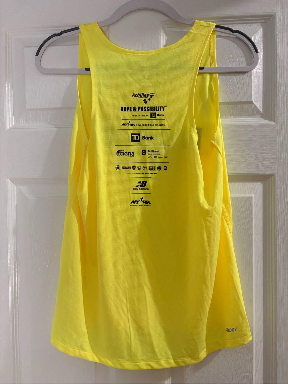 New Balance WSmall Achille's Yellow HOPE Race Event Tank Top - Picture 2 of 3